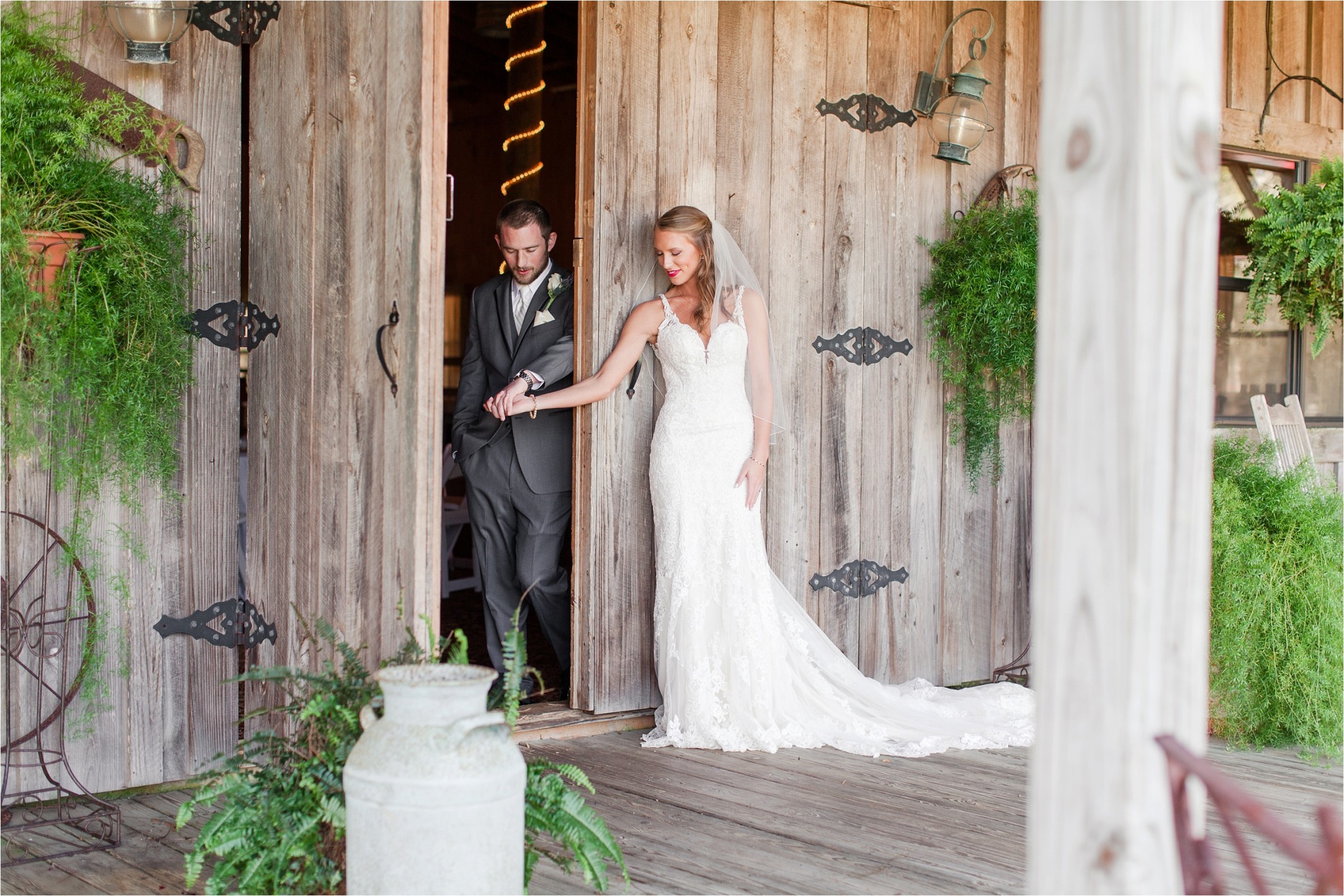 exchanging letters at their Oak Hollow Farm Wedding