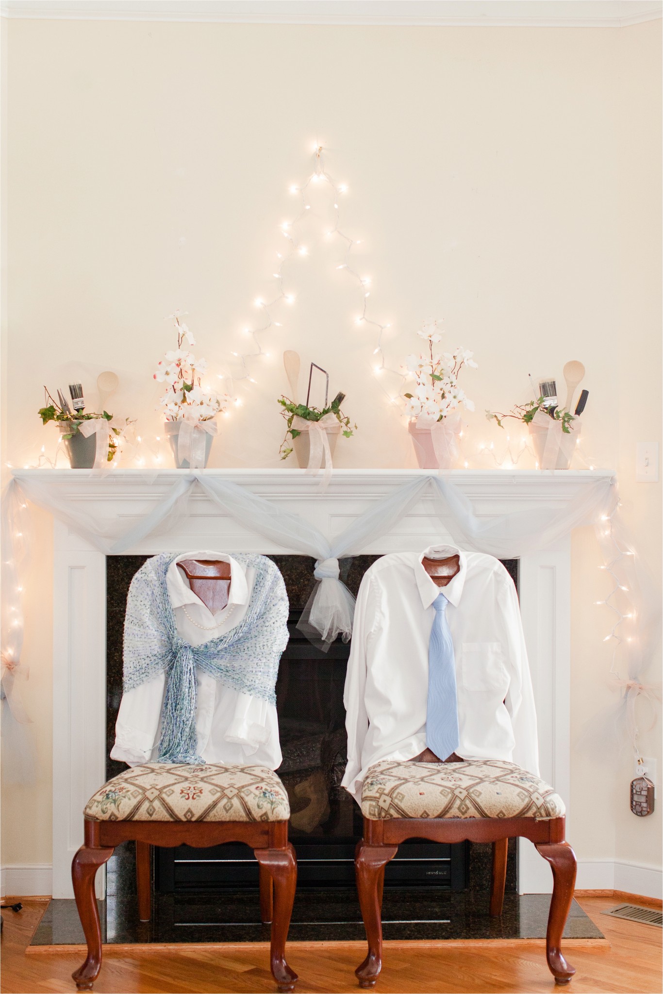 a creative way to feature the seats of the bride and groom at a wedding shower