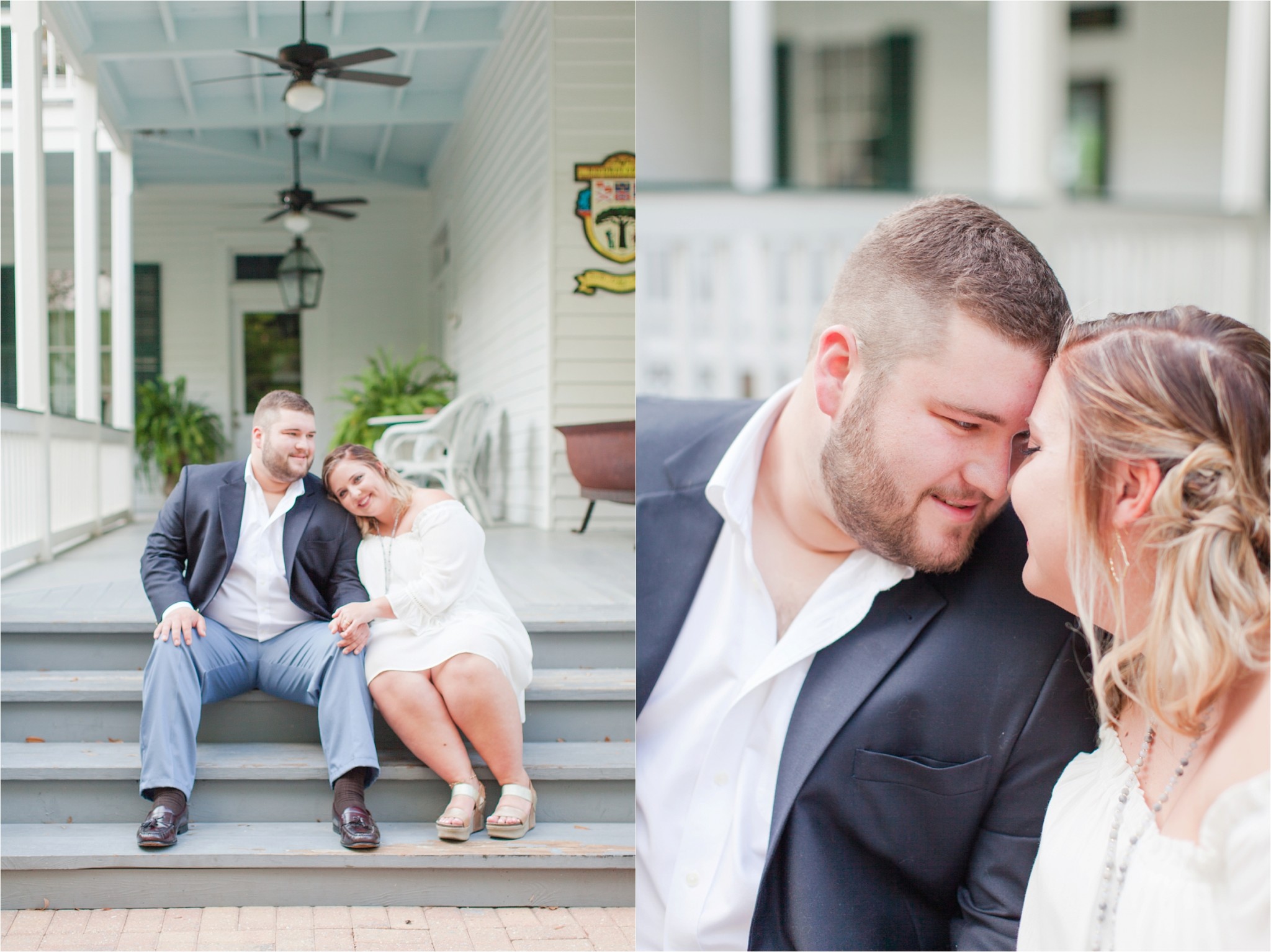 Samantha and Kevin on the steps of the Swift-coles historic home