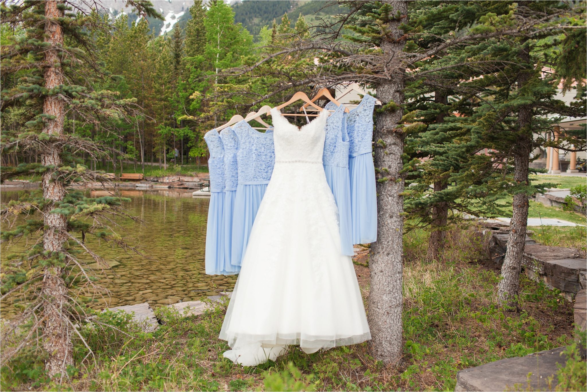 Kananaskis Canada Wedding at the Delta Lodge-Kaitlin & Ricky-Alabama wedding photographer-Lodge wedding-Wedding dress-Bridesmaids dresses-Baby blue bridesmaids dresses