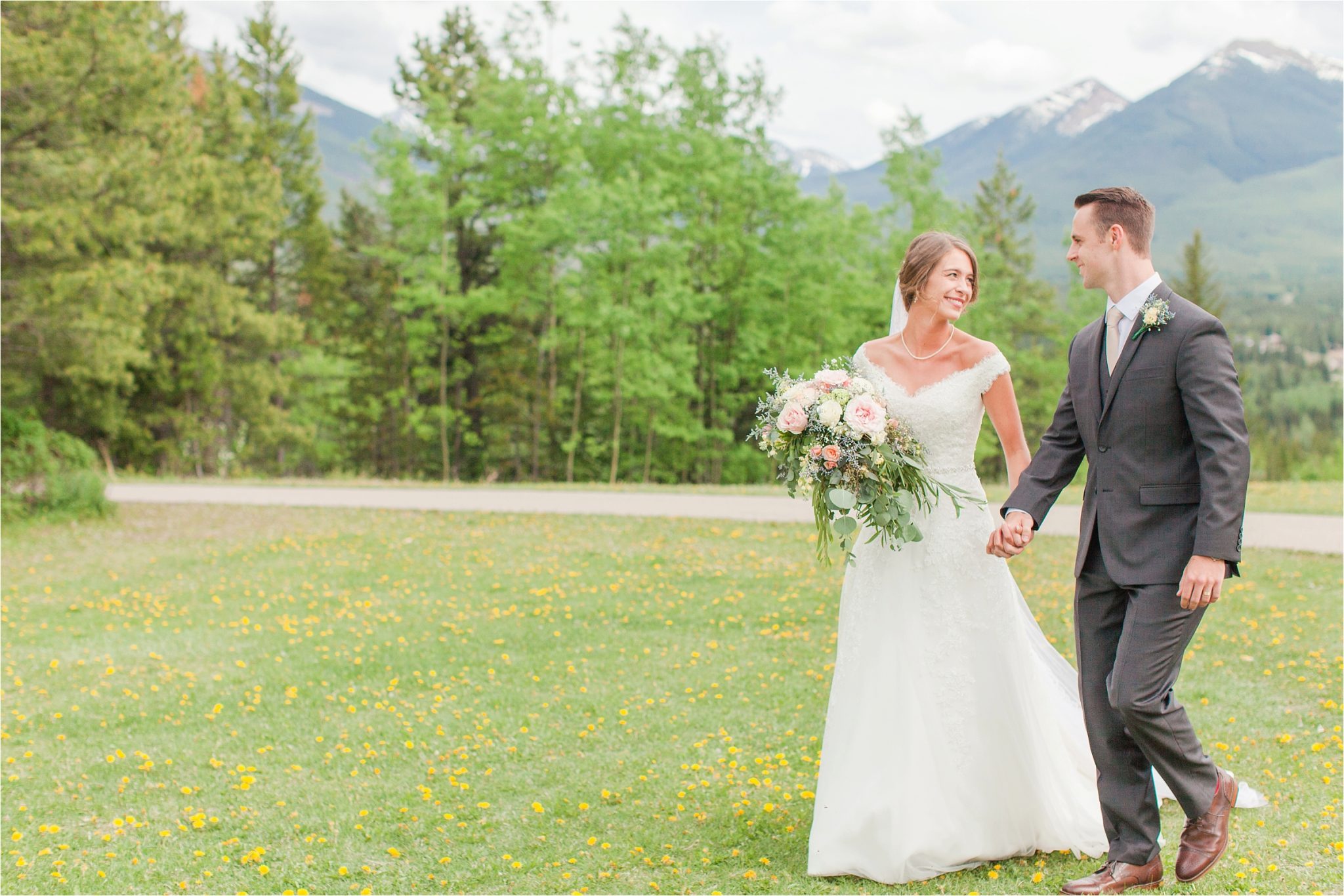 Kananaskis Canada Wedding at the Delta Lodge-Kaitlin & Ricky-Alabama wedding photographer-Lodge wedding-Bridal photography-Outside bridal shoot-Mountain wedding-Mountain wedding-Canada wedding photographer-Bride and groom-Bride and groom candid