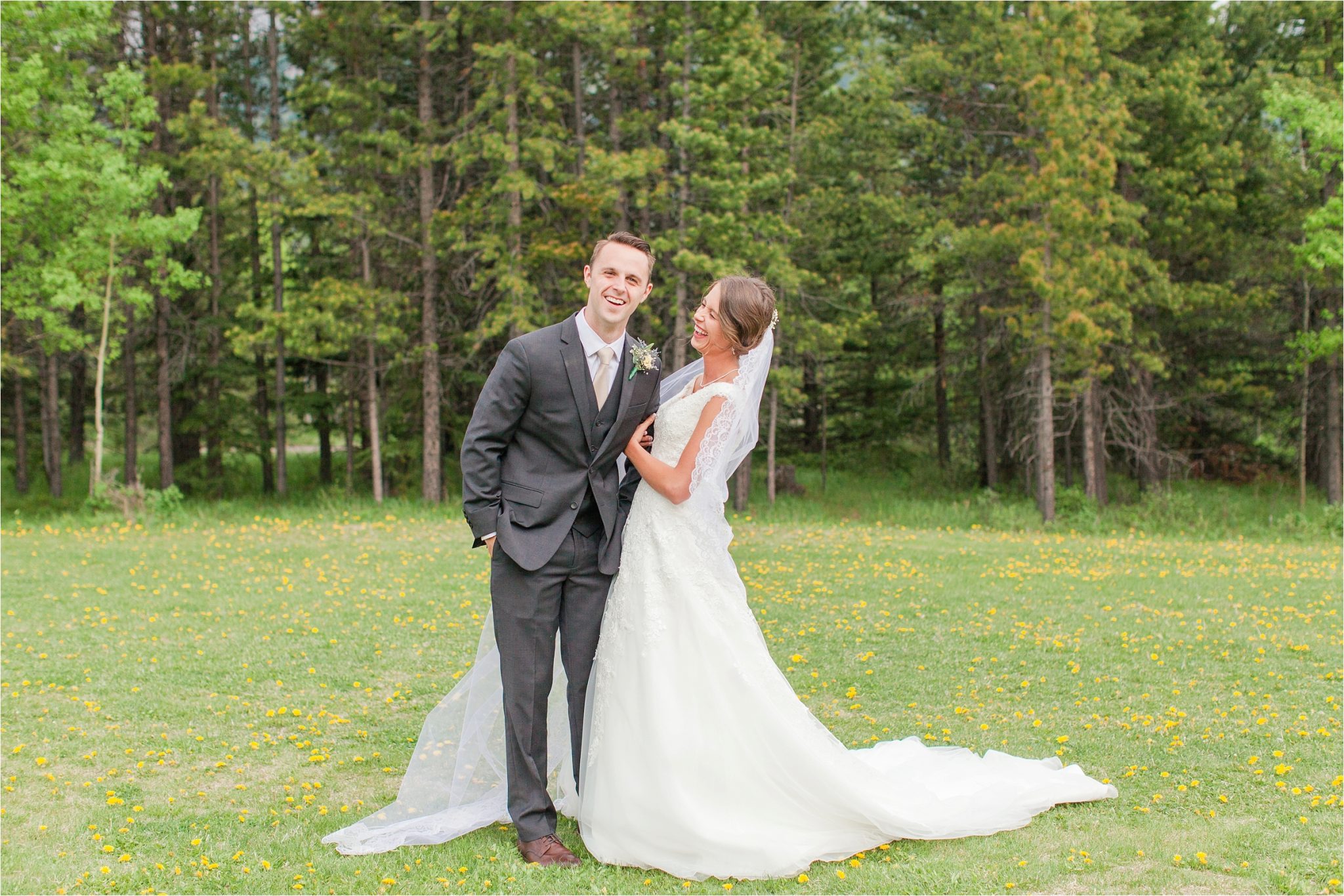 Kananaskis Canada Wedding at the Delta Lodge-Kaitlin & Ricky-Alabama wedding photographer-Lodge wedding-Bridal photography-Outside bridal shoot-Mountain wedding-Mountain wedding-Canada wedding photographer-Bride and groom-Bride and groom laughing