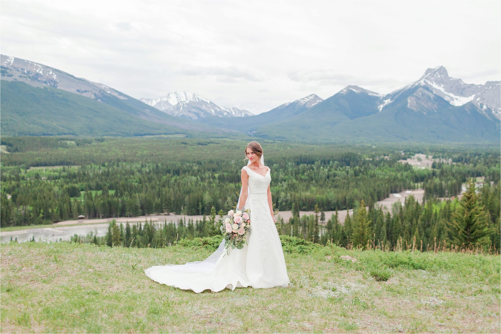 Kananaskis Canada Wedding at the Delta Lodge-Kaitlin & Ricky-Alabama wedding photographer-Lodge wedding-Bridal photography-Outside bridal shoot-Bridal bouquet-Wedding florals-Mountain wedding-Mountain wedding-Canada wedding photographer