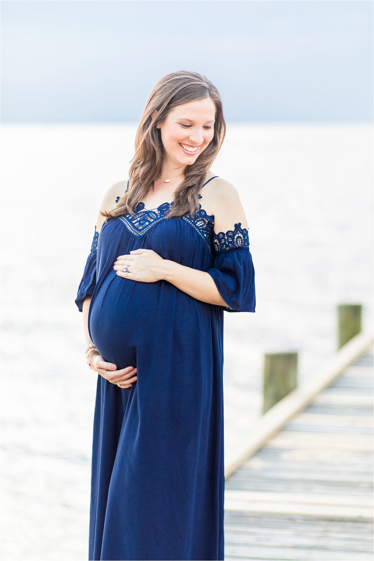 Fairhope Pier at Sunset-Maternity Session-Paige + Kris-Alabama Photographer-Blue Maternity Shoot-Beach maternity shoot-Sunset maternity session