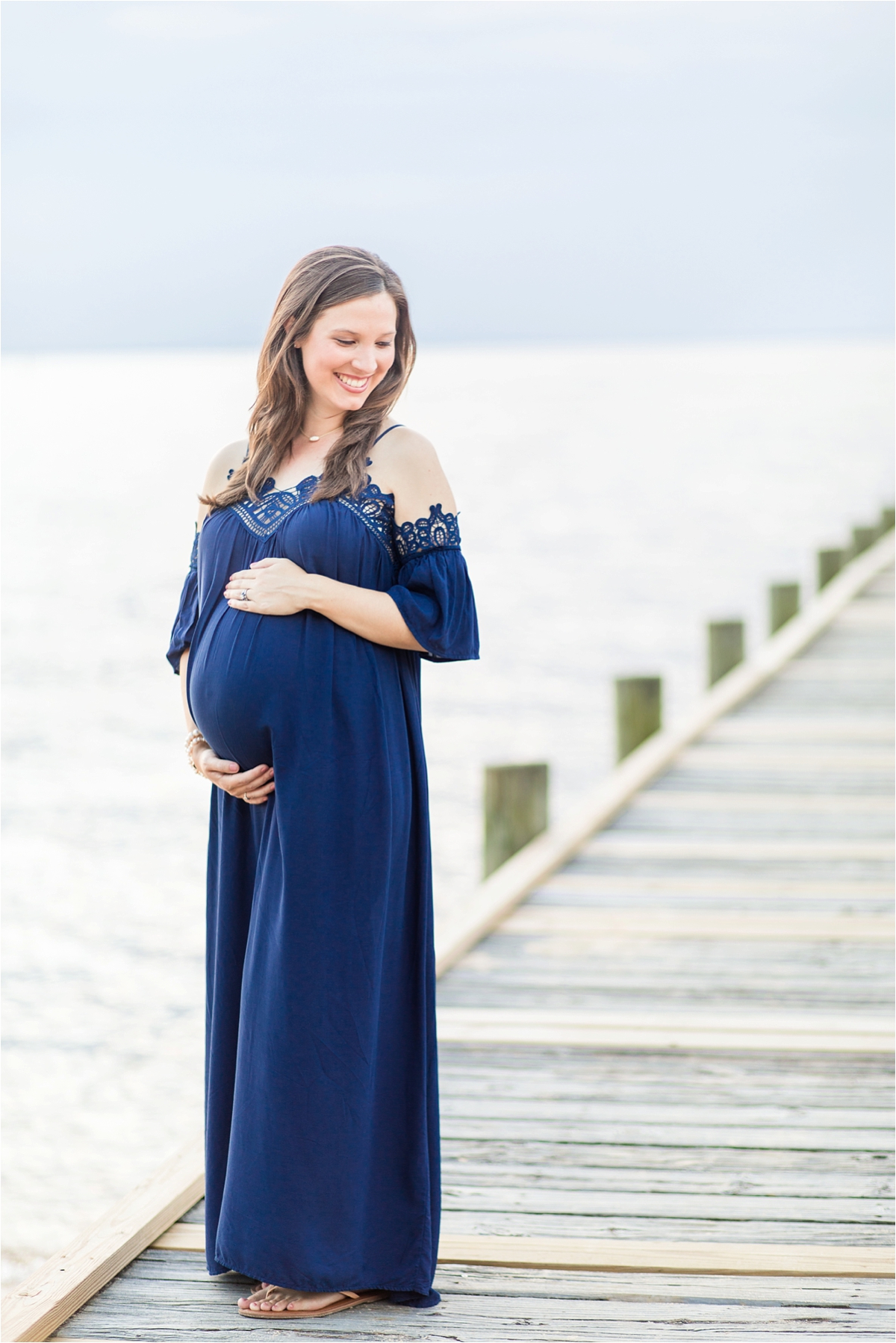 Fairhope Pier at Sunset-Maternity Session-Paige + Kris-Alabama Photographer-Blue Maternity Shoot-Beach maternity shoot-Sunset maternity session