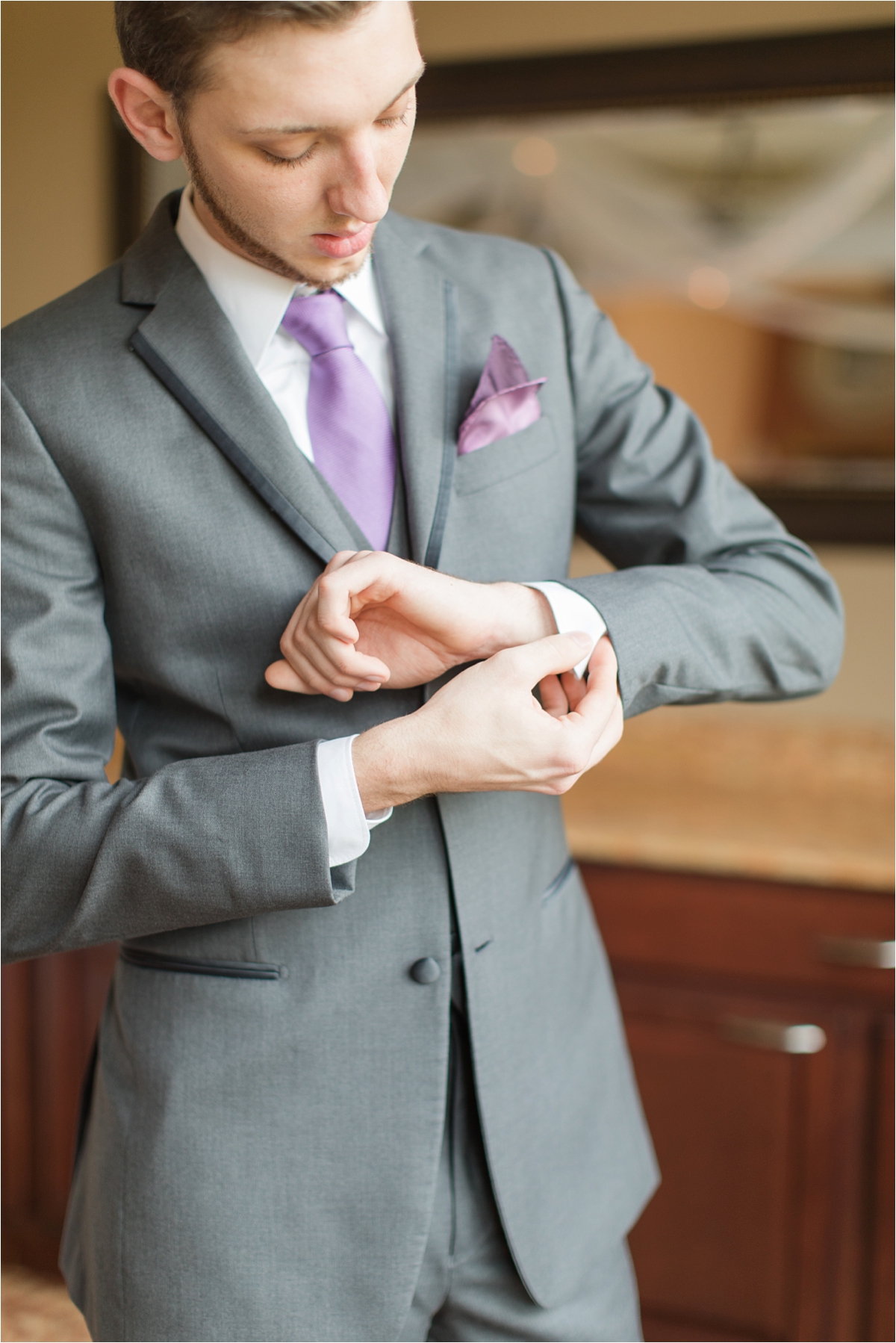lavender-groom-grey-fitted-suit-pocket-handkerchief-alabama-wedding-photographer