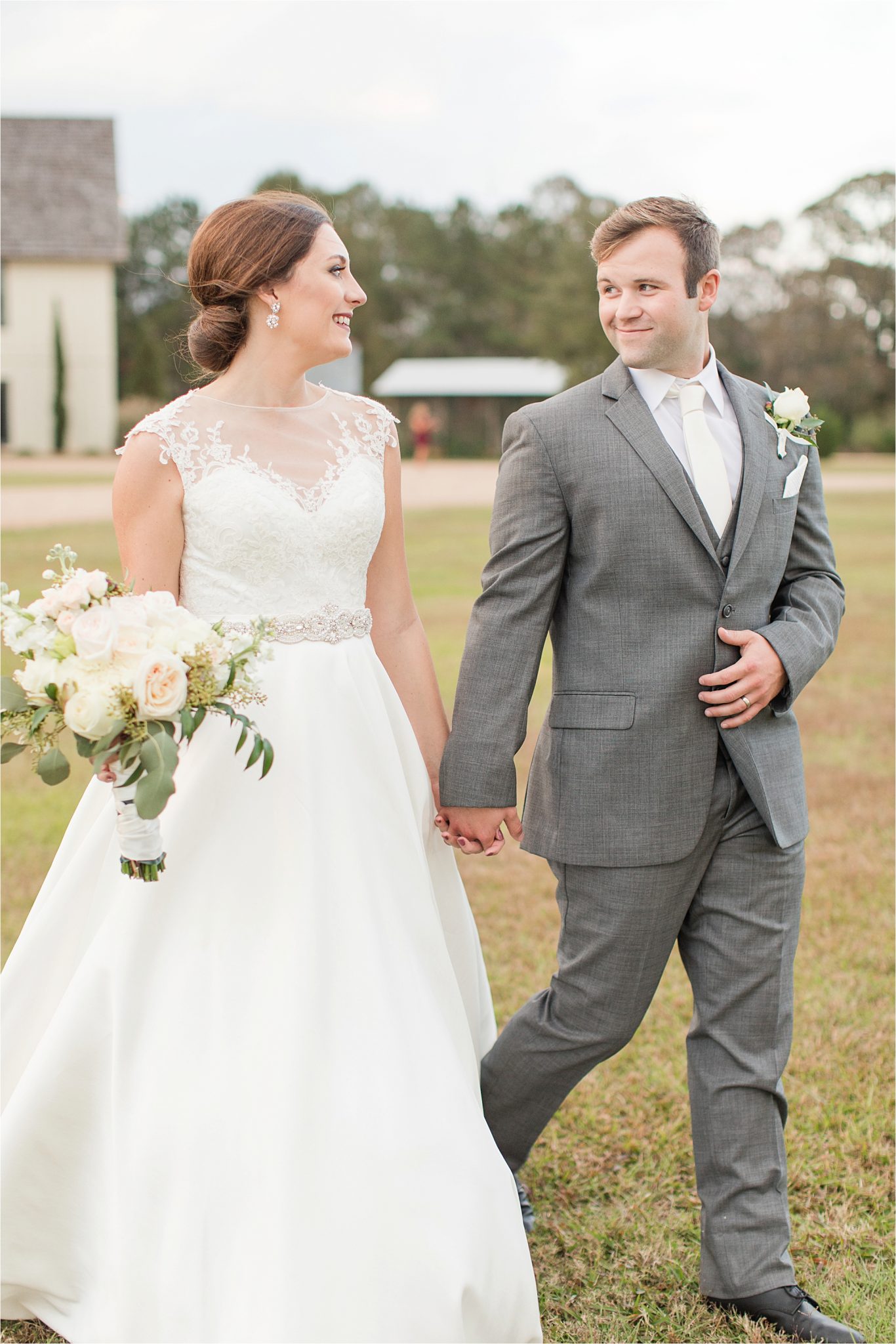 The Barn at Bridlewood Wedding-Hattiesburg, Mississippi-Kelsey + Blake-Wedding details-Barn wedding-Ruby wedding-Autumn themed wedding-Wedding dress-Bride and groom 