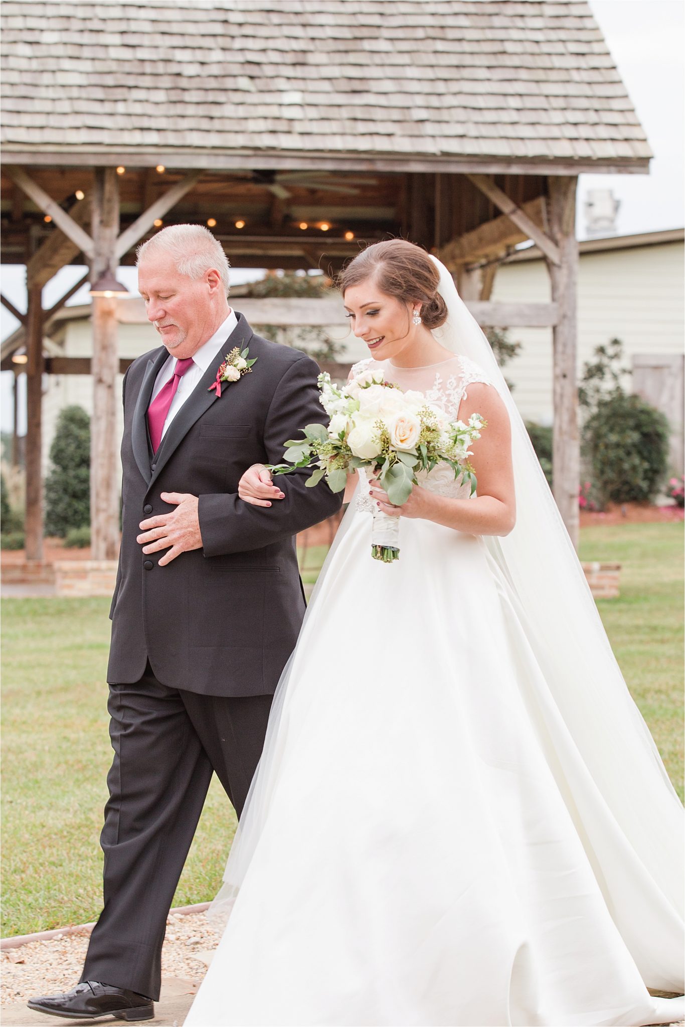 The Barn at Bridlewood Wedding-Hattiesburg, Mississippi-Kelsey + Blake-Wedding details-Barn wedding-Ruby wedding-Autumn themed wedding-Wedding dress-Wedding florals-Bridal shoot-Father and daughter