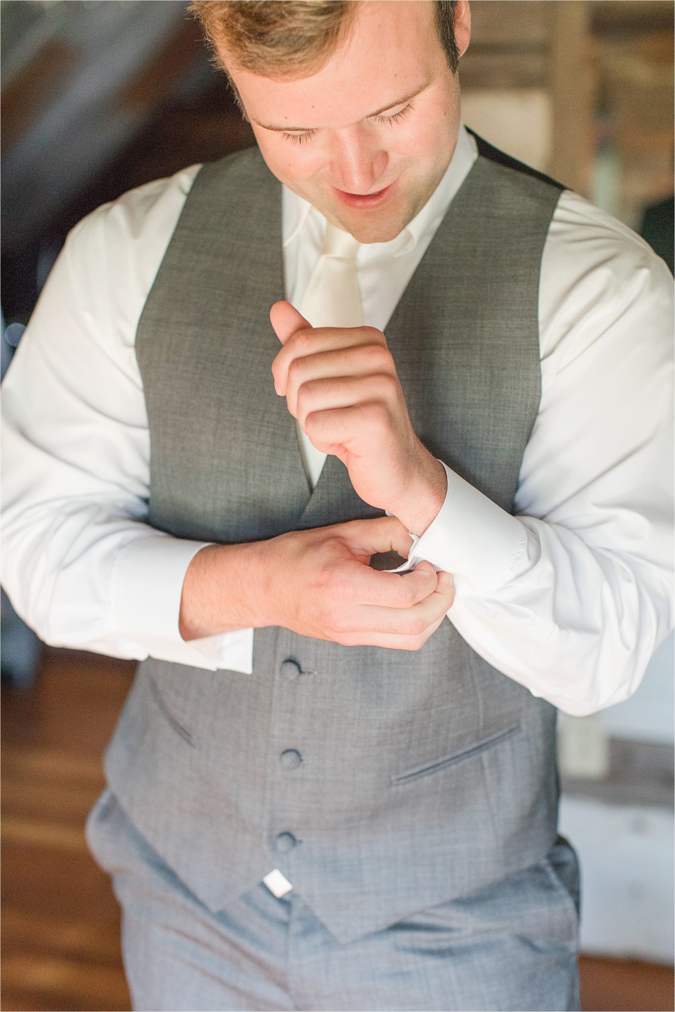 The Barn at Bridlewood Wedding-Hattiesburg, Mississippi-Kelsey + Blake-Wedding details-Groom-Grey tuxedo