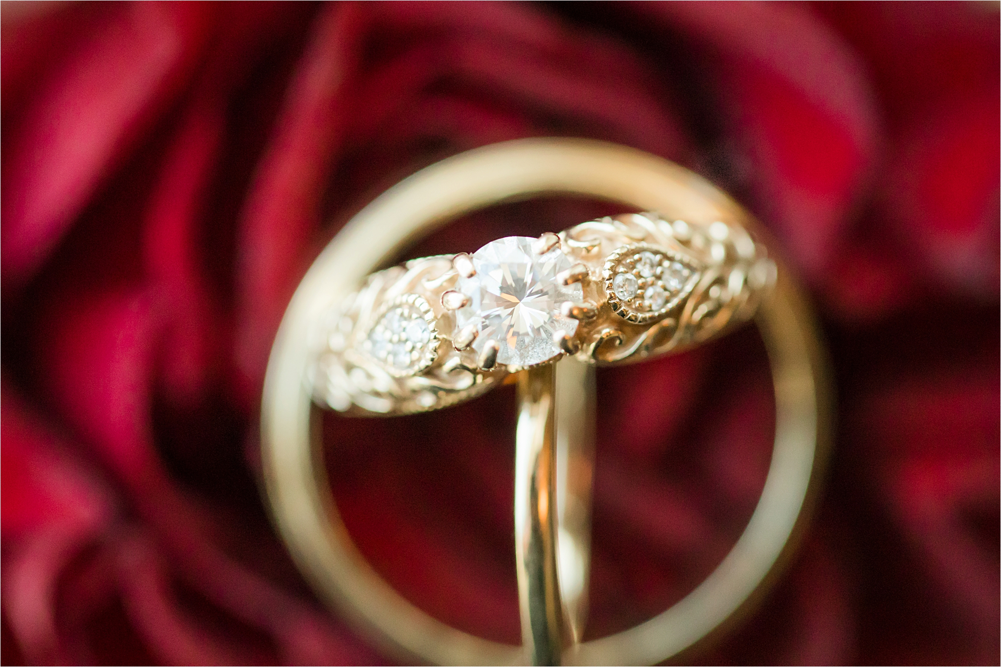 ornate-wedding-engagement-rings-yellow-gold-antique-unique-round-cut-diamond-vine-leaves