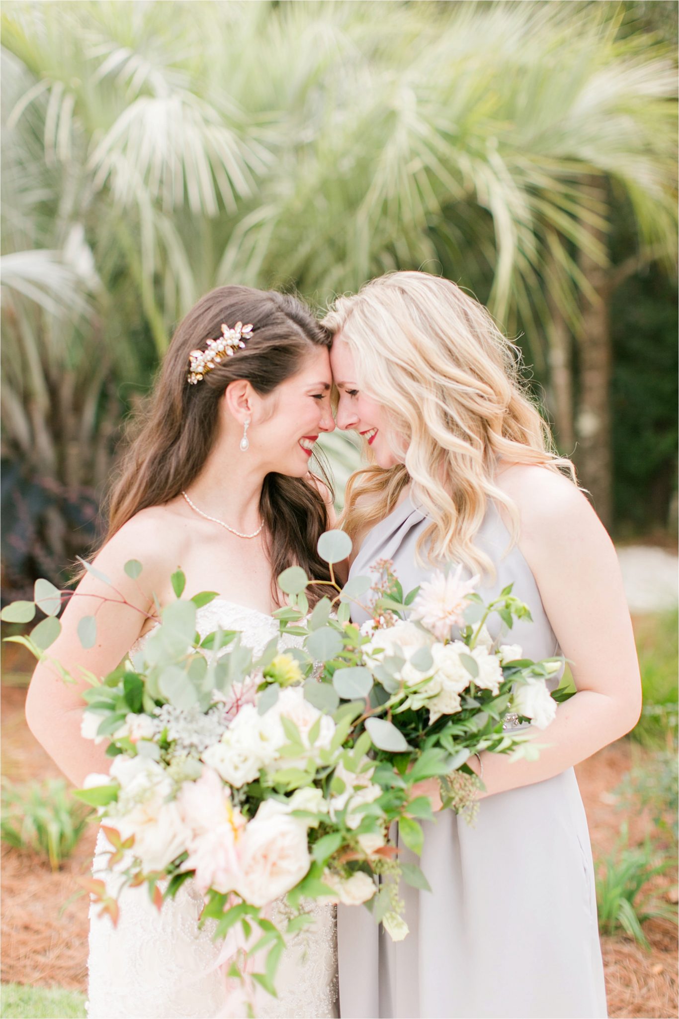 wedding day-bride and bridesmaid-hair brooch-precious moments- bella sera gardens