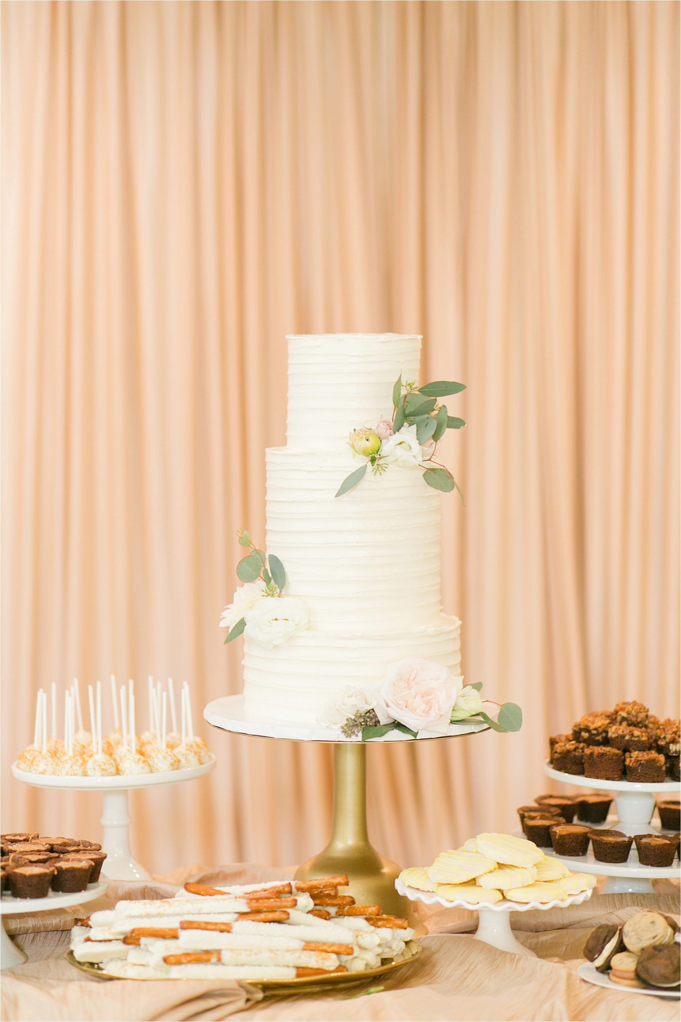 wedding cake-EllenJay Dessert Bar-dessert table-wedding-reception-3 tier wedding cakes
