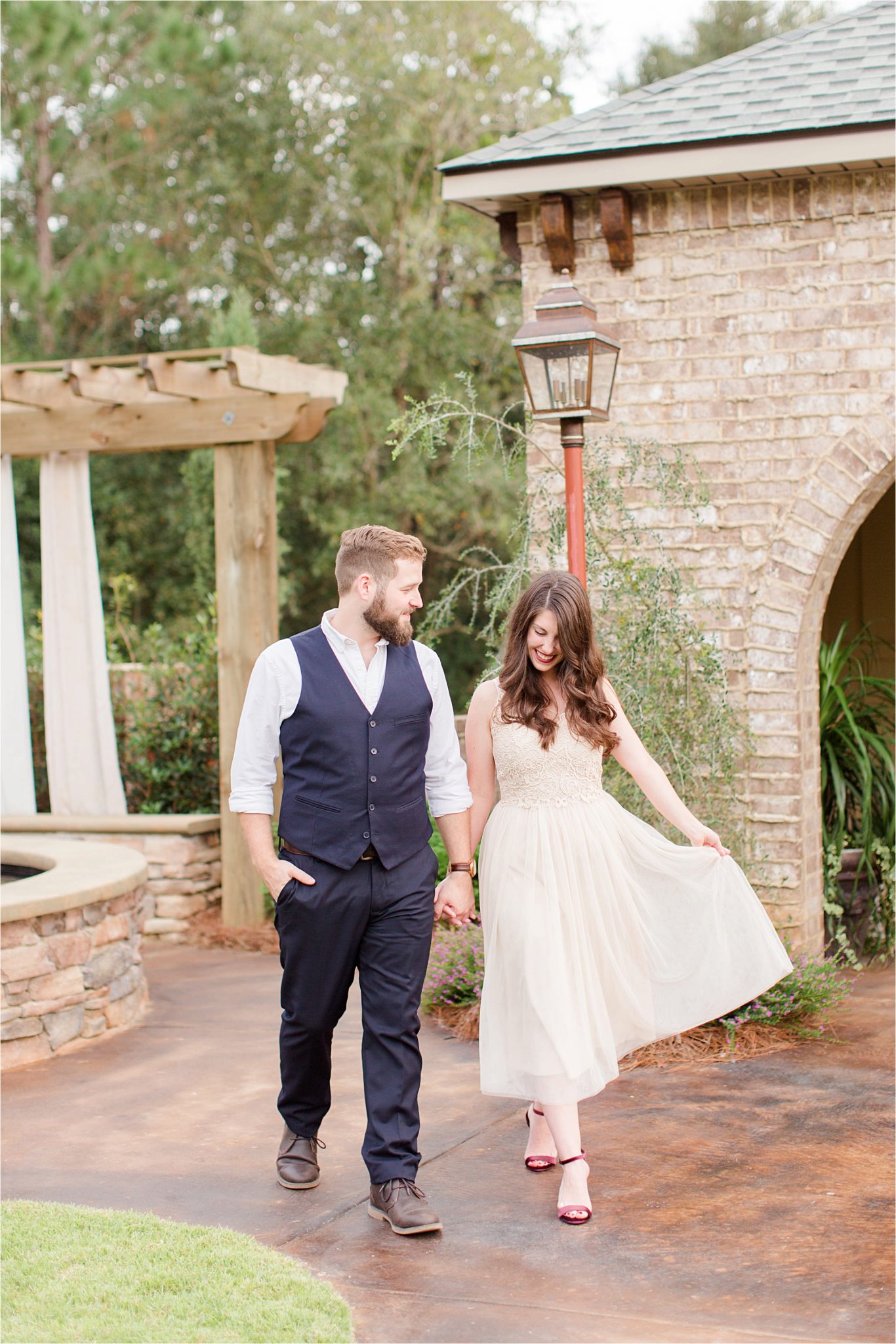 rehearsal-dinner-bride-groom-shoes-velvet-dress-bella-sera-gardens-Alabama-venue