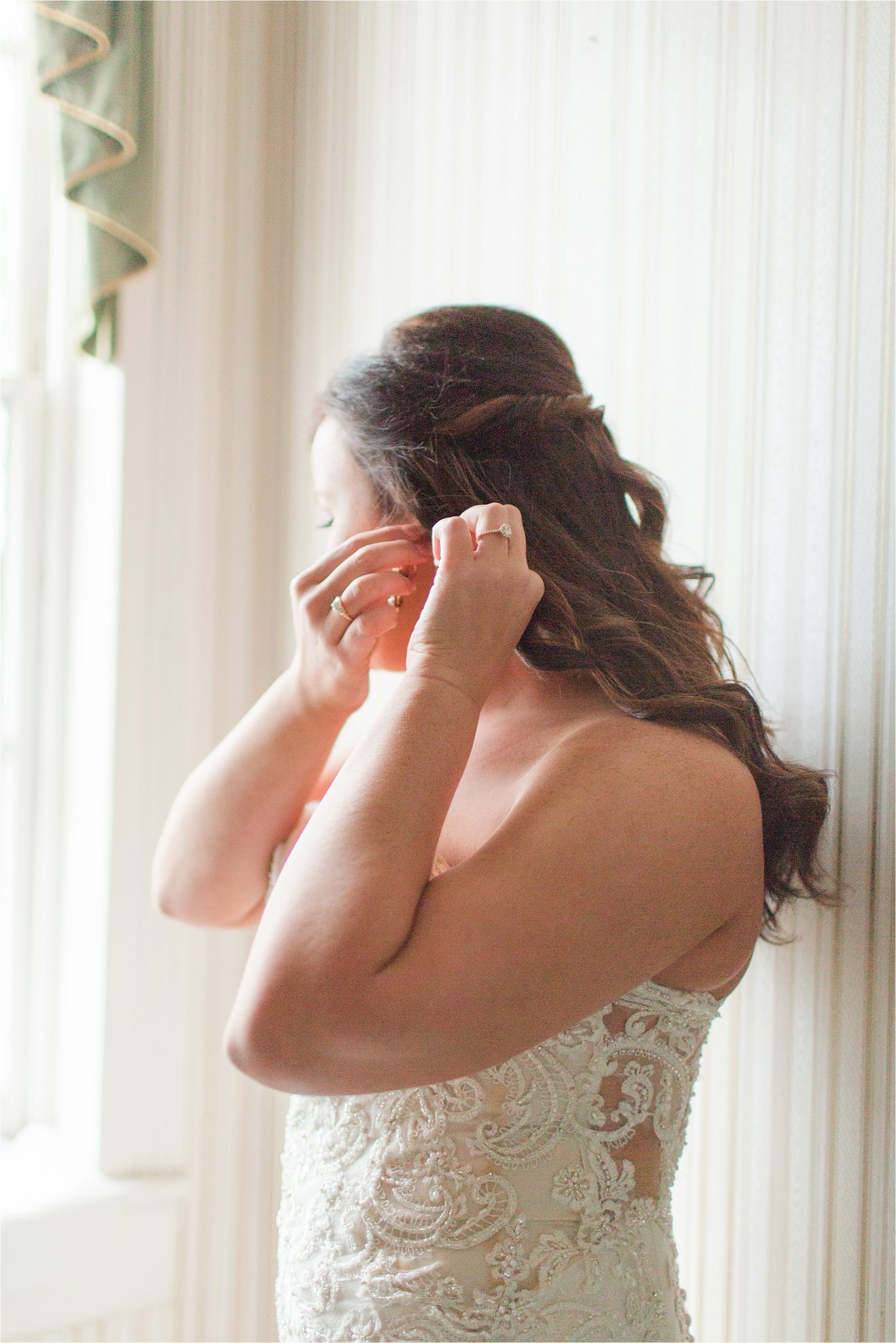 see through back-wedding dress-lace and jeweled design-strapless-tight fit boddess