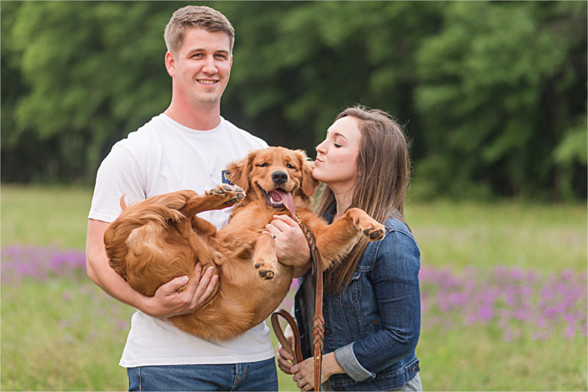 Engagement Photos-our little family-photoshoot-family and dog-golden retriever-Alabama Photographer