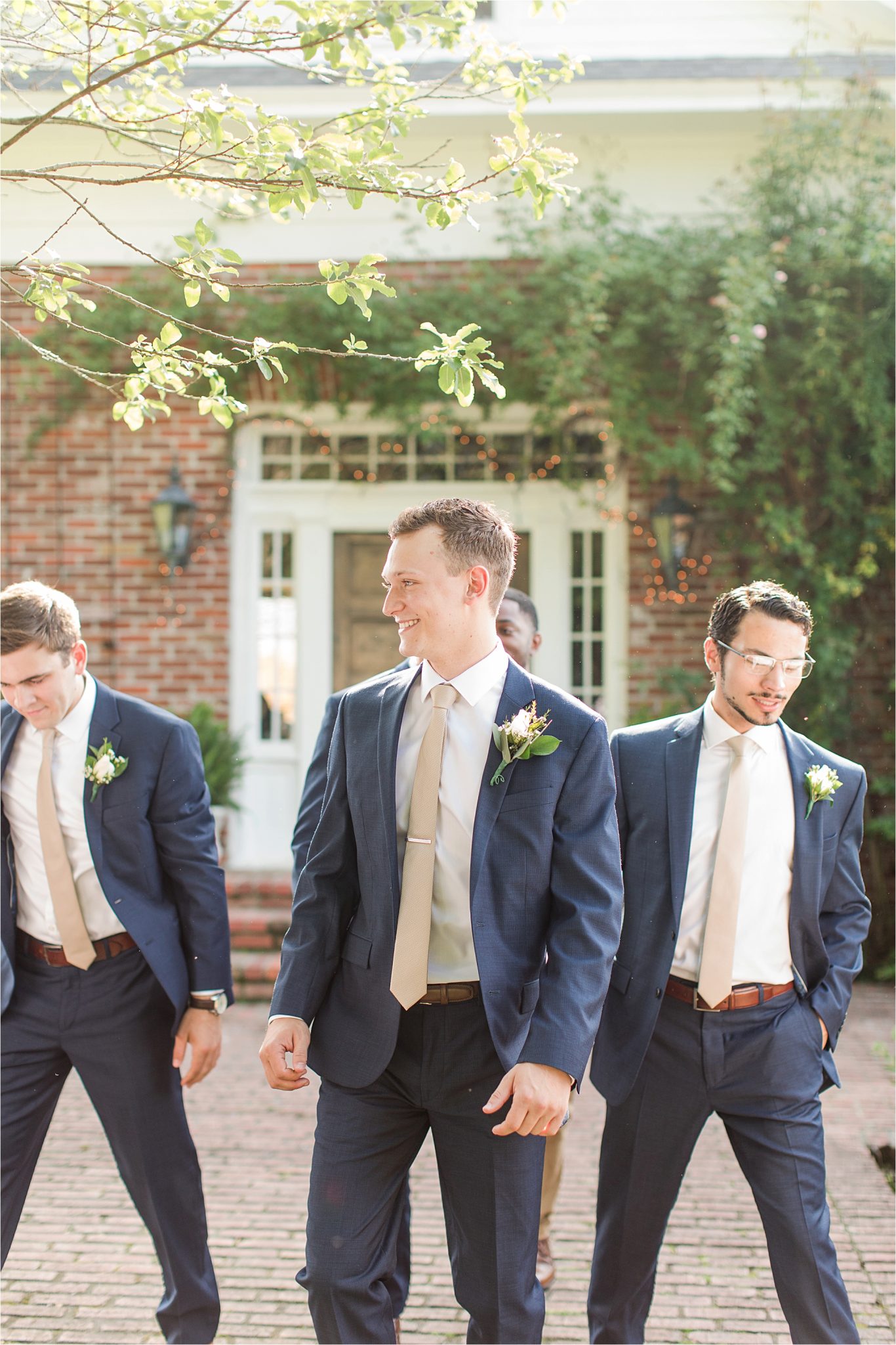 Hedge Farm Wedding, Alabama Wedding Photographer, Barn Wedding, Grooms and groomsmen, navy 