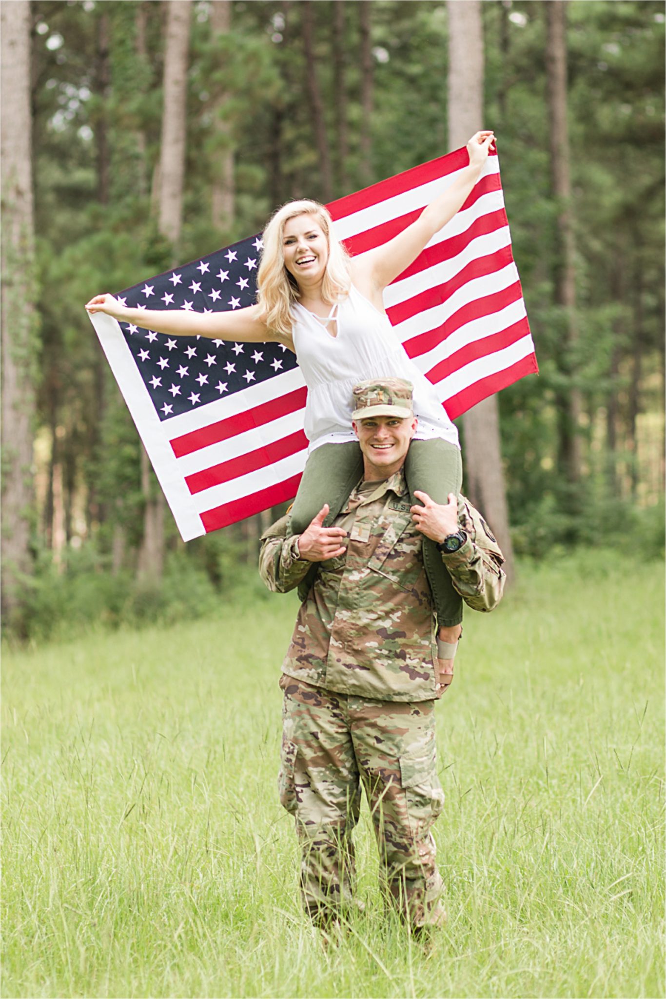 Laurel Mississippi, Brett & Sarah, Romantic Military Engagement, Mobile Alabama Photographer, Engagement Shoot Inspiration, American Flag Engagement Shoot