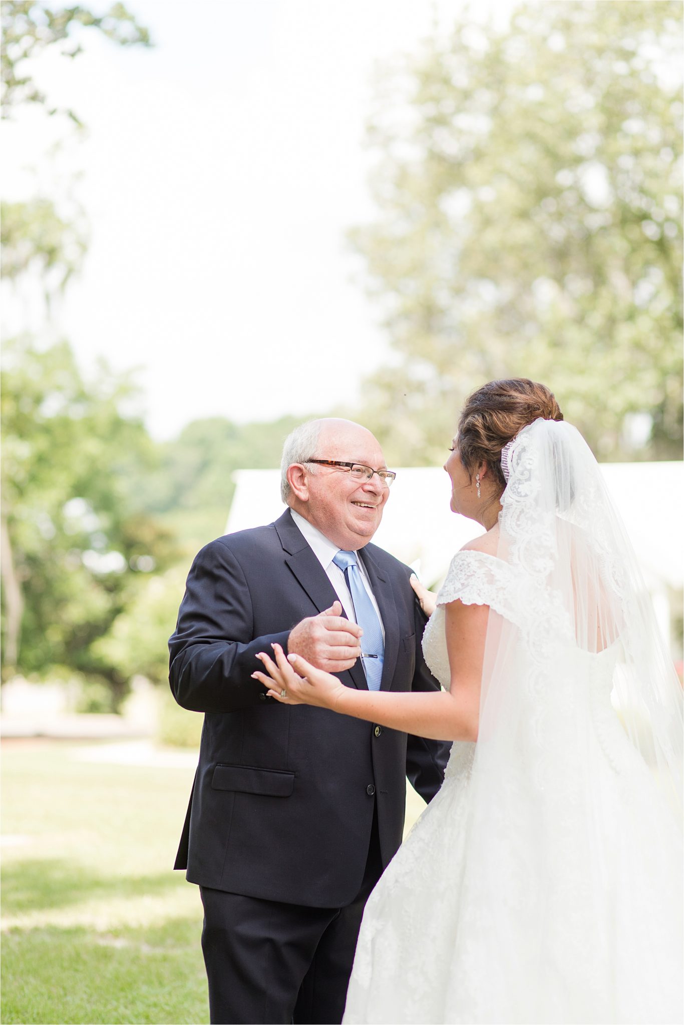 Pastel Themed Wedding-The Chapel at the Waters-Montgomery Alabama Photographer-Miles & Meredyth-Blue Themed Wedding-Bride and Father First Look