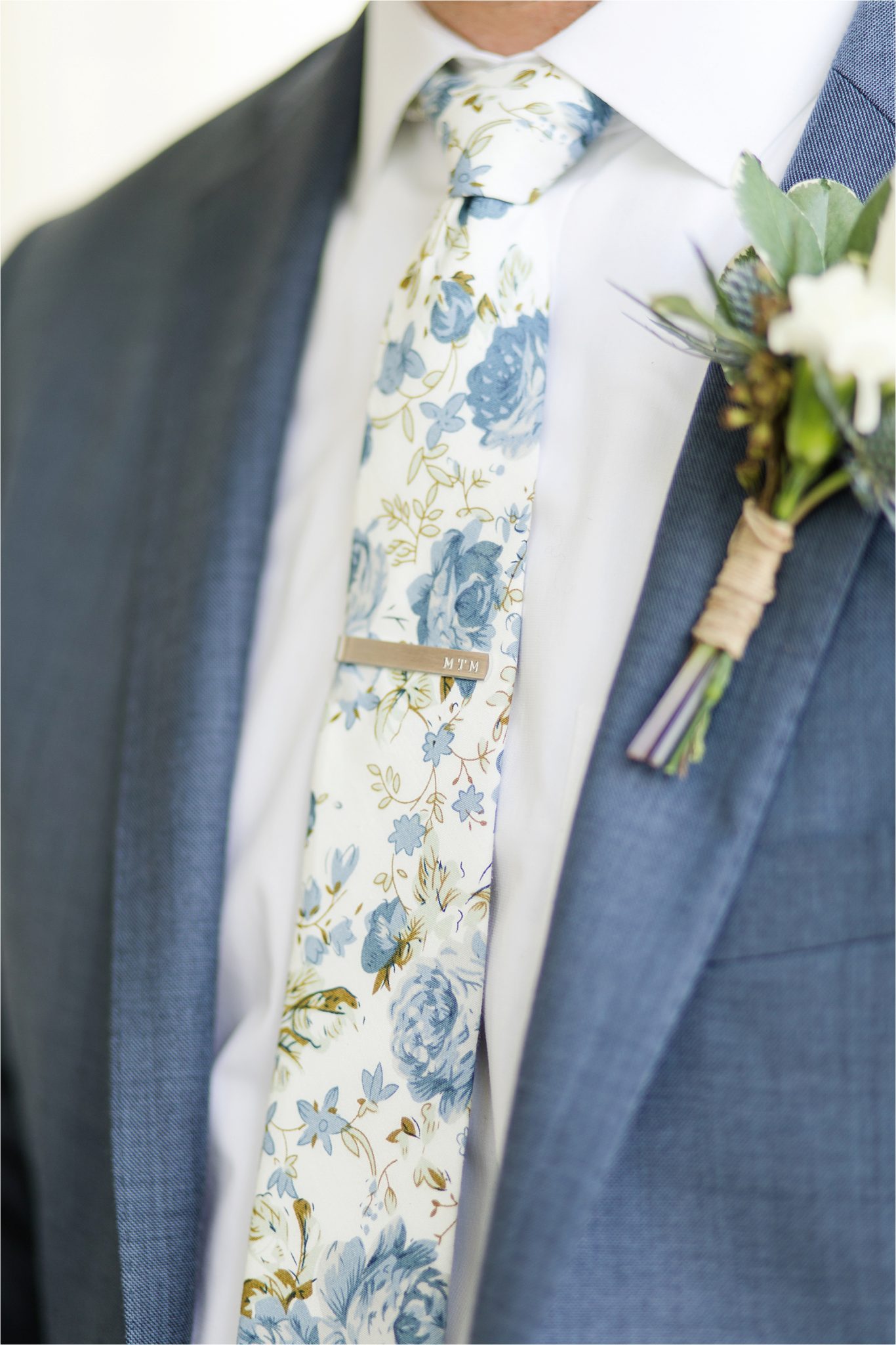 Pastel Themed Wedding-The Chapel at the Waters-Montgomery Alabama Photographer-Miles & Meredyth-Blue Themed Wedding-Alabama Wedding Venue-Groom Boutonnière-Blue Grooms Tuxedo-Grooms Tie 