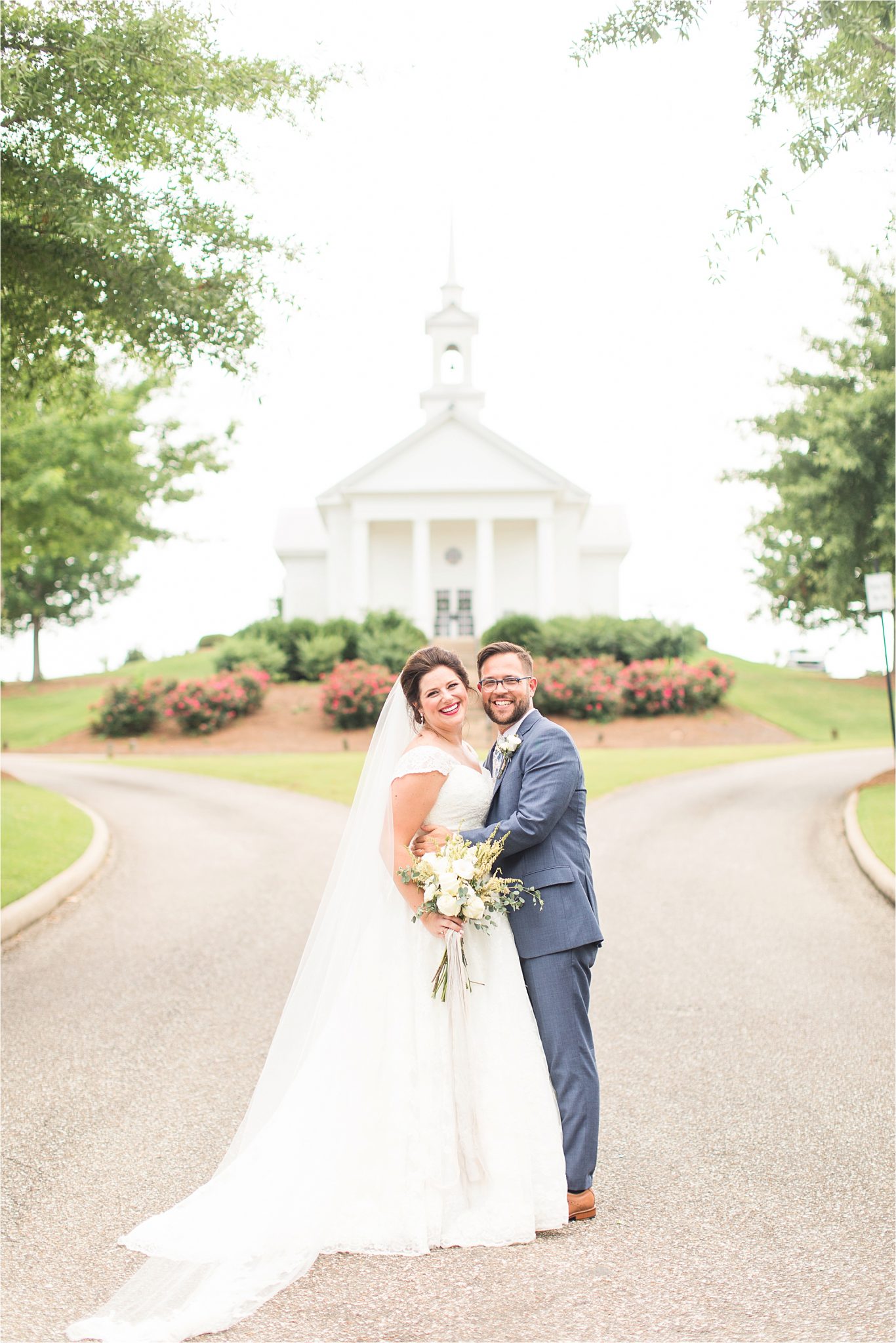 Pastel Themed Wedding-The Chapel at the Waters-Montgomery Alabama Photographer-Miles & Meredyth-Blue Themed Wedding-Navy Blue Groom Attire-Wedding Dress