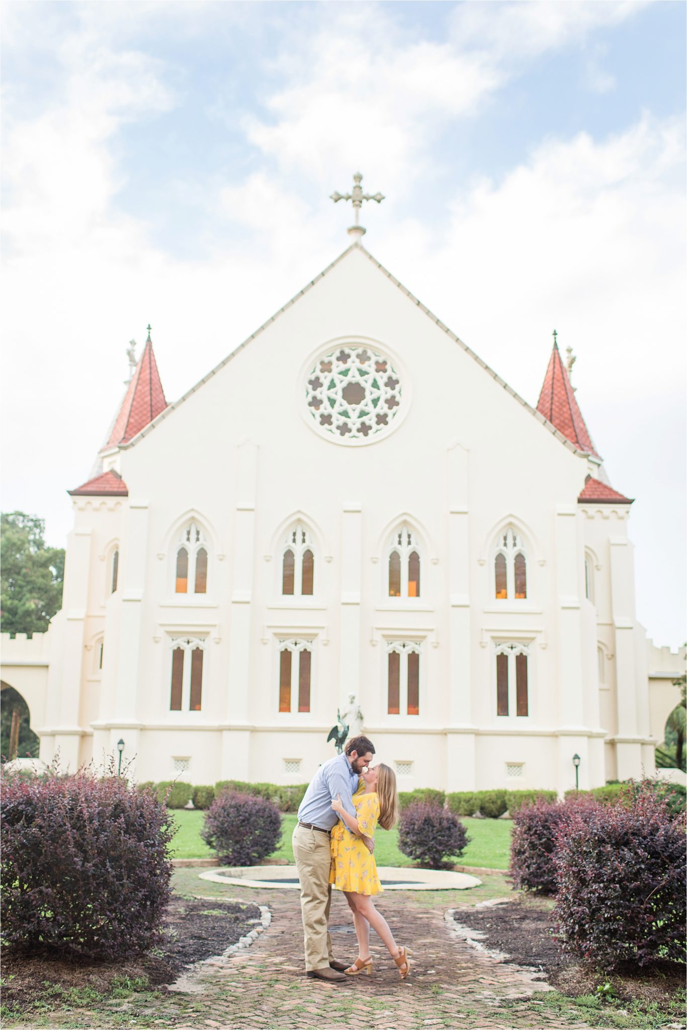 St.Joseph Chapel, Mobile Alabama Photographer, Spring Hill College, Catholic Church Engagement Shoot, Summer Engagement Shoot, Engagement Shoot Inspiration