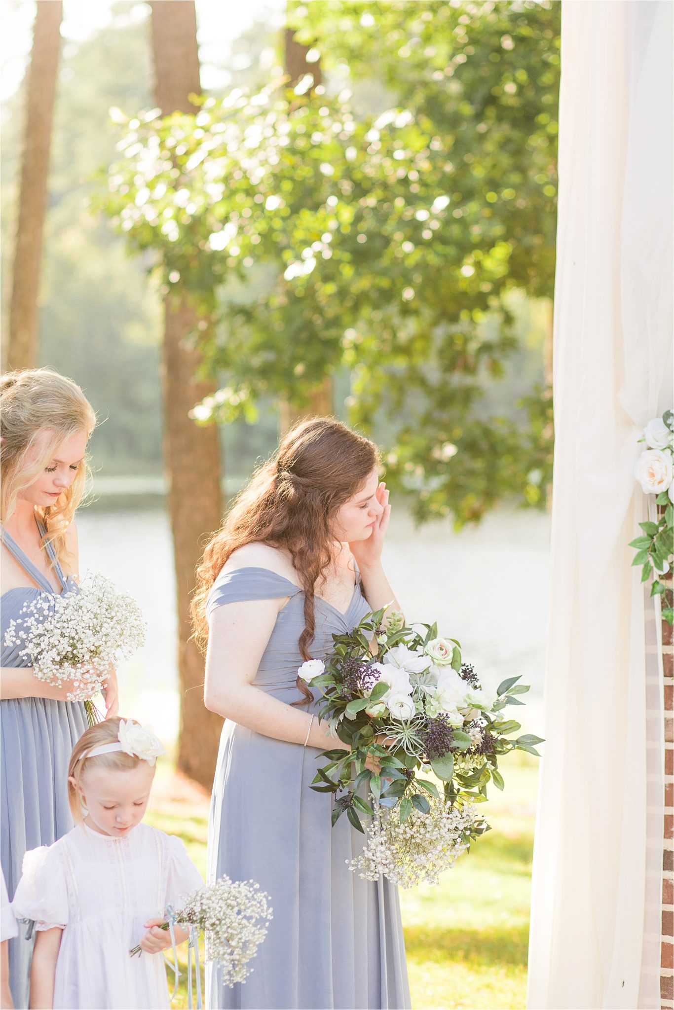 wedding-ceremony-dusty-blue-periwinkle-wedding-flower-girl-bridesmaids
