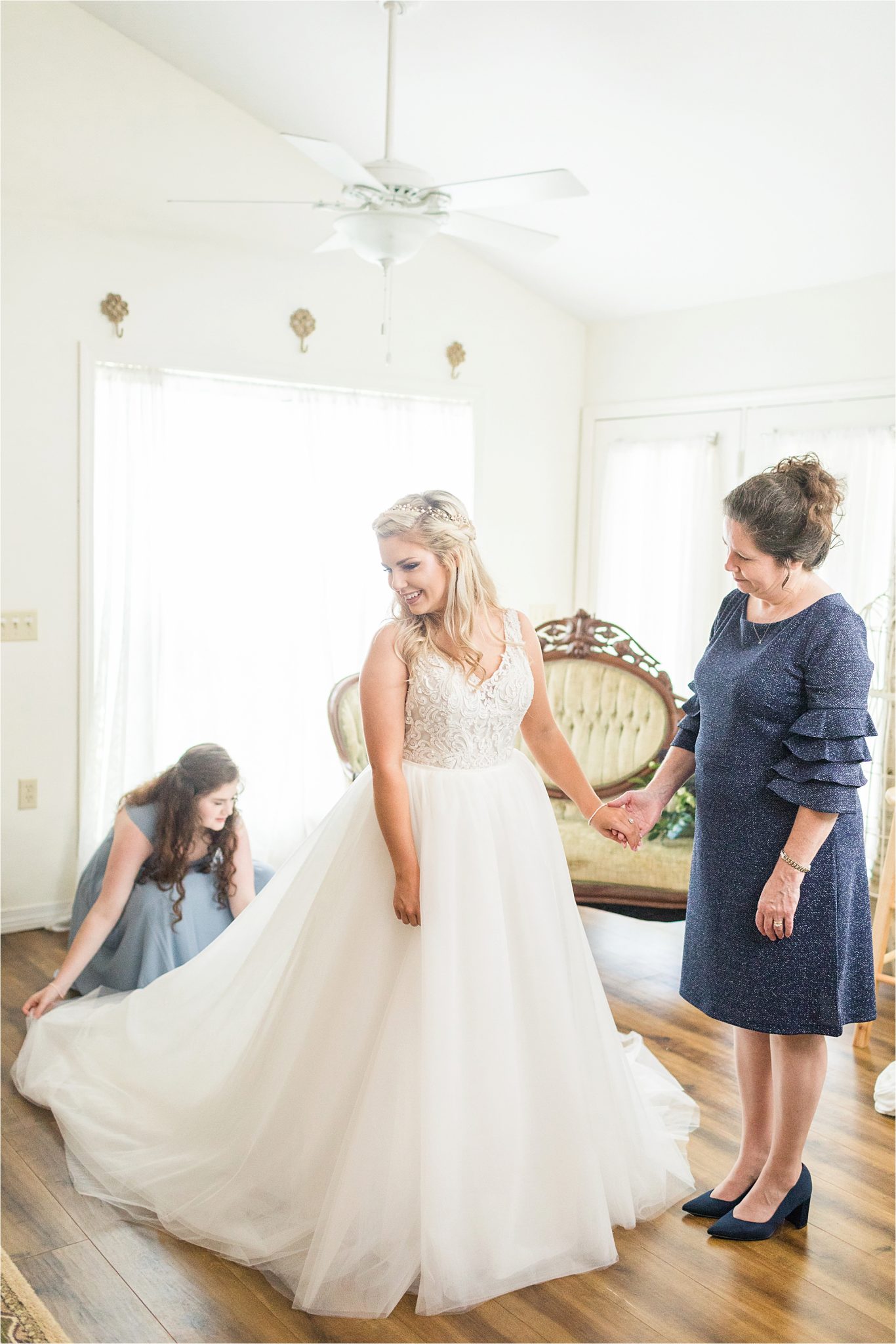 mother-daughter-maid of honor-sister-getting-ready-mother of the bride-precious-moments-a-line-attachable-wedding-skirt-ball-gown-dress